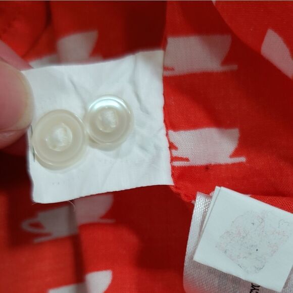 🔺️Gap Orange Teacup/Coffee Cup Boyfriend Buttoned Long Sleeve Shirt Medium - Picture 12 of 12